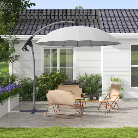 Outsunny 2.7m Cantilever Parasol, with Cross Base - Grey