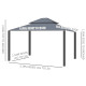 Outsunny 3.65 x 3m Aluminium Hardtop Gazebo, with Accessories - Dark Grey