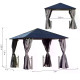 Outsunny 3 x 3(m) Hardtop Gazebo Canopy with Polycarbonate Roof, Steel &amp; Aluminium Frame, Garden Pavilion with Mosquito Netting 