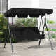 Outsunny Three-Seater Garden Swing Chair, with Adjustable Canopy - Black