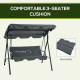 Outsunny Three-Seater Garden Swing Chair, with Adjustable Canopy - Grey