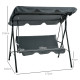Outsunny Three-Seater Garden Swing Chair, with Adjustable Canopy - Grey