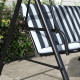 Outsunny Three-Seater Garden Swing Chair, with Adjustable Canopy - Grey Stripe