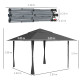 Outsunny 4 x 4m Pop-up Gazebo Double Roof Canopy Tent with UV Proof, Roller Bag &amp; Adjustable Legs Outdoor Party, Steel Frame, Da
