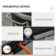 Outsunny Foldable Gas BBQ Grill 2 Burner Garden Barbecue Trolley w/ Lid Side Shelves Storage Pocket Piezo Ignition Thermometer, 