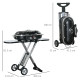 Outsunny Foldable Gas BBQ Grill 2 Burner Garden Barbecue Trolley w/ Lid Side Shelves Storage Pocket Piezo Ignition Thermometer, 