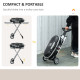 Outsunny Foldable Gas BBQ Grill 2 Burner Garden Barbecue Trolley w/ Lid Side Shelves Storage Pocket Piezo Ignition Thermometer, 