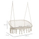 Outsunny Hanging Hammock Chair Cotton Rope Porch Swing with Metal Frame, Large Macrame Seat for Patio, Garden, Bedroom, Living R