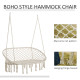 Outsunny Hanging Hammock Chair Cotton Rope Porch Swing with Metal Frame, Large Macrame Seat for Patio, Garden, Bedroom, Living R