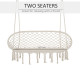 Outsunny Hanging Hammock Chair Cotton Rope Porch Swing with Metal Frame, Large Macrame Seat for Patio, Garden, Bedroom, Living R