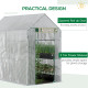 Outsunny Walk In Greenhouse with 2-Tier Shelves, Roll up Zip Panel Door, Garden Polytunnel Steeple Grow House for Outdoor, 6 x 4