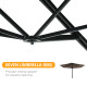 Outsunny 2.5m Wall Mounted Parasol, Hand to Push Outdoor Patio Umbrella with 180 Degree Rotatable Canopy for Porch, Deck, Garden