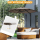 Outsunny 2.5m Wall Mounted Parasol, Hand to Push Outdoor Patio Umbrella with 180 Degree Rotatable Canopy for Porch, Deck, Garden