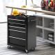 5-Drawer Tool Chest, Lockable Steel Tool Storage Cabinet with Wheels and Handle Tool Box for Garage, Workshop, Black
