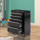 5-Drawer Tool Chest, Lockable Steel Tool Storage Cabinet with Wheels and Handle Tool Box for Garage, Workshop, Black