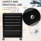 5-Drawer Tool Chest, Lockable Steel Tool Storage Cabinet with Wheels and Handle Tool Box for Garage, Workshop, Black