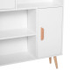 Sideboard Bookshelf Free Standing Bookcase Shelves Unit Display Storage Cabinet w/ Adjustable Shelves, Wooden Leg, Two Doors, Wh