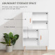 Sideboard Bookshelf Free Standing Bookcase Shelves Unit Display Storage Cabinet w/ Adjustable Shelves, Wooden Leg, Two Doors, Wh