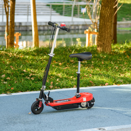 Steel Ride on Powered Scooter, Folding E-Scooter with Warning Bell, 15km/h Maximum Speed, for 4-14 Years Old, Red