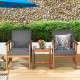 3-Piece Outdoor Acacia Wood Sofa Set with Cushions