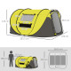 Outsunny 4-5 Person Pop-up Camping Tent Family Tent w/ 2 Mesh Windows &amp; PVC Windows Portable Carry Bag for Outdoor Trip, Yellow