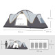 Outsunny 5-6 Man Dome Camping Tent Hiking Shelter UV Protection 3000mm Water Resistant Tunnel Tent - Multicolor