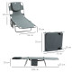 Outsunny Foldable Sun Lounger, Beach Chaise Lounge with Reading Hole, Arm Slots, 5-Position Adjustable Backrest, Side Pocket, Pi
