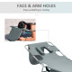 Outsunny Foldable Sun Lounger, Beach Chaise Lounge with Reading Hole, Arm Slots, 5-Position Adjustable Backrest, Side Pocket, Pi