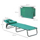 Outsunny Foldable Outdoor Sun Lounger Adjustable Backrest Reclining Chair with Pillow and Reading Hole Garden Beach, Dark Green