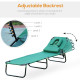 Outsunny Foldable Outdoor Sun Lounger Adjustable Backrest Reclining Chair with Pillow and Reading Hole Garden Beach, Dark Green