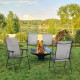 Outsunny Set of 4 Folding Garden Chairs, Metal Frame Garden Chairs Outdoor Patio Park Dining Seat with Breathable Mesh Seat, Gre