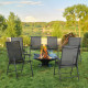 Outsunny Set of 6 Folding Garden Chairs, Metal Frame Garden Chairs Outdoor Patio Park Dining Seat with Breathable Mesh Seat, Bla