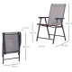 Outsunny Set of 6 Folding Garden Chairs, Metal Frame Garden Chairs Outdoor Patio Park Dining Seat with Breathable Mesh Seat, Gre
