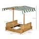 Outsunny Wooden Sandpit with Adjustable Canopy Light Brown