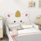 ZONEKIZ Kids Bedroom Furniture Set with Kids Dressing Table with Mirror and Stool, Toddler Bed Frame for 3-6 Years, Unicorn Desi