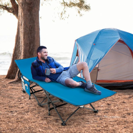 Folding Camping Cot Heavy-duty Sleeping Cot with 3-In-1 Pocket