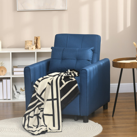 Linen-Look Single Chair Bed - Blue