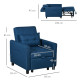 Linen-Look Single Chair Bed - Blue