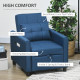 Linen-Look Single Chair Bed - Blue