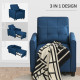 Linen-Look Single Chair Bed - Blue