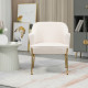 Accent Chair, Living Room Armchair, Vanity Chair with Gold Plating Metal Legs and Soft Padded Seat for Bedroom and Café, Set of 