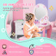 Kids Dressing Table with Mirror, Stool, Pink