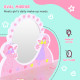 Kids Dressing Table Girls Pink Wooden Kids Dressing Table &amp; Stool Make Up Desk Chair Toys Fairy Dresser Play Set w/Mirror