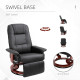 Manual Recliner Chair Armchair Sofa with Faux Leather Upholstered Wooden Base for Living Room Bedroom, Black