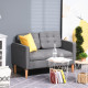 Modern 2 Seater Sofa with Hidden Storage, 117cm Tufted Cotton Couch with Wood Legs, Compact Loveseat for Living Room, Kitchen, G