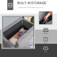 Modern 2 Seater Sofa with Hidden Storage, 117cm Tufted Cotton Couch with Wood Legs, Compact Loveseat for Living Room, Kitchen, G