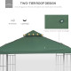 Outsunny 3(m) Gazebo Top Cover Double Tier Canopy Replacement Pavilion Roof Dark Green