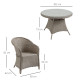 Outsunny 4 Seater Rattan Garden Furniture Set with Cushions, Round PE Rattan Dining Set with Glass-Top Table, Umbrella Hole, Out