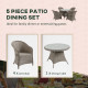 Outsunny 4 Seater Rattan Garden Furniture Set with Cushions, Round PE Rattan Dining Set with Glass-Top Table, Umbrella Hole, Out