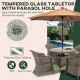 Outsunny 4 Seater Rattan Garden Furniture Set with Cushions, Round PE Rattan Dining Set with Glass-Top Table, Umbrella Hole, Out